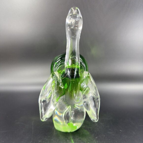 Heavy Glass Elephant Figurine Paperweight With Clear Green Spots Trunk Up Lucky - Picture 13 of 16